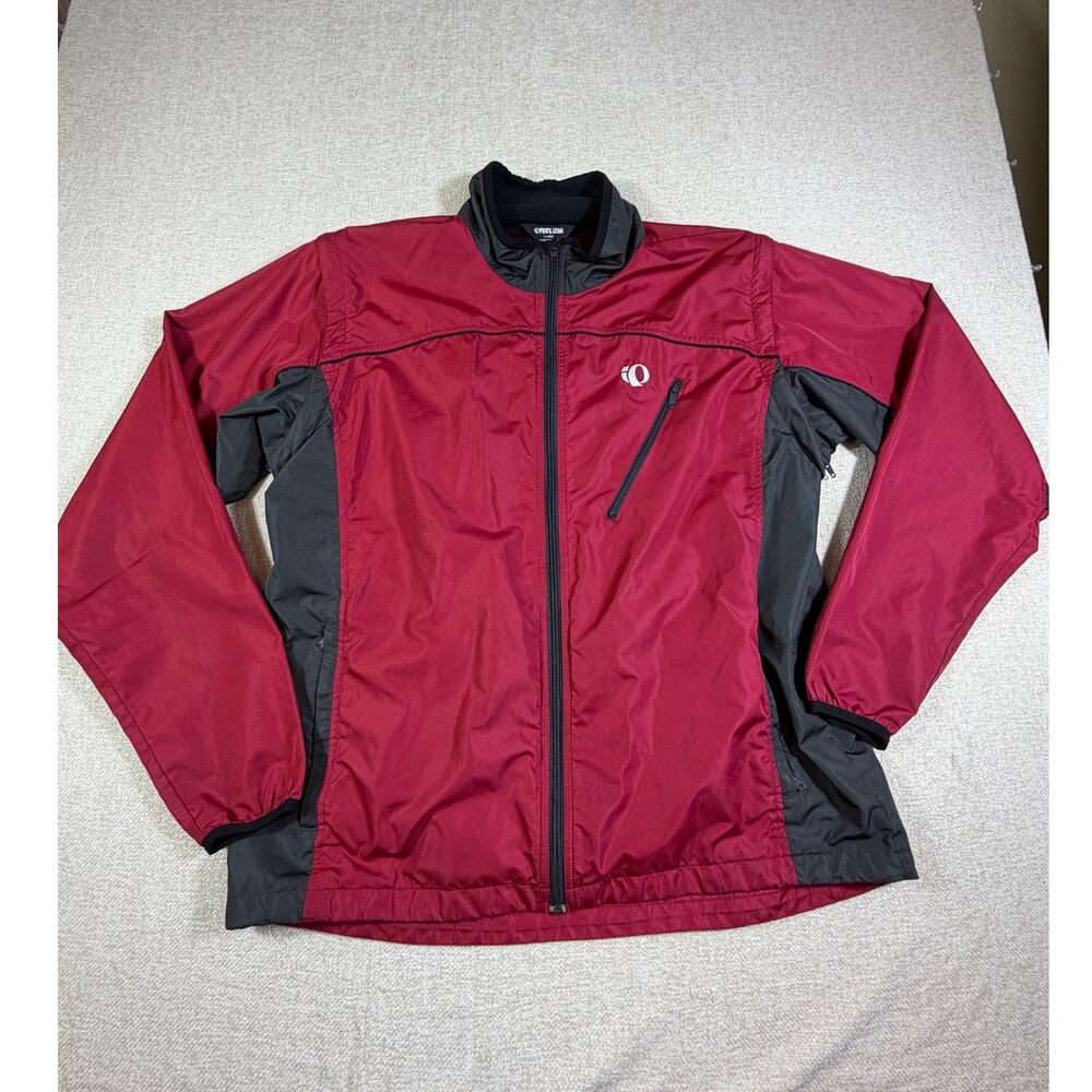 Pearl Izumi Men XL Red Black Long Sleeve Zip Front Lightweight Cycling Jacket
